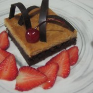 Torta invertida de flan y chocolate