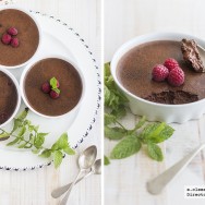 Crema de chocolate al horno con frambuesas
