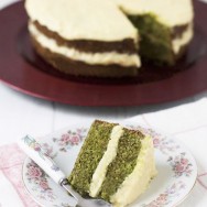 Ppastel de té verde japonés y naranja