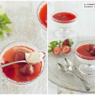 Panna cotta con coulis de fresa